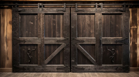 Large old wooden doors. AI Generationの素材