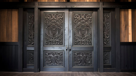 Large old wooden doors. AI Generationの素材