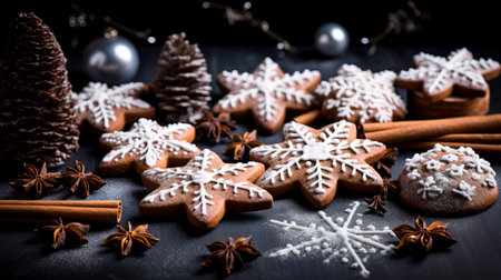 New Year's gingerbread cookies. AI Generationの素材