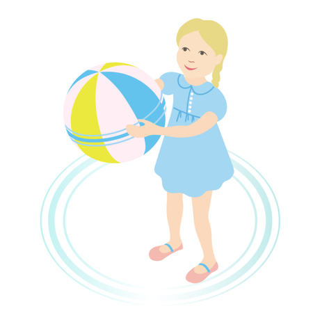 little girl with a ballのイラスト素材