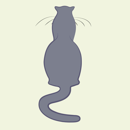 vector artistic natural grey and blue cat icon silhouetteのイラスト素材