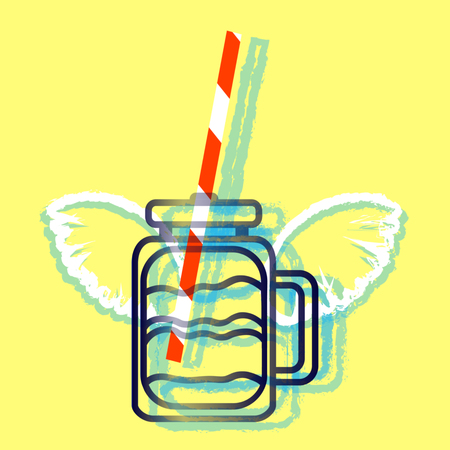 healty tasty delicious fruit smoothie in mason jarのイラスト素材