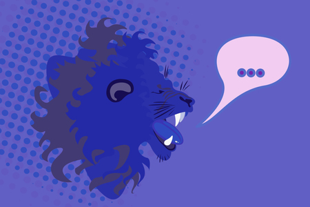 Abstract graphic design of roaring lion for t-shirt or banner print. Vector illustrationのイラスト素材
