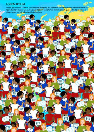 art conception with eath background and children and question signsの写真素材