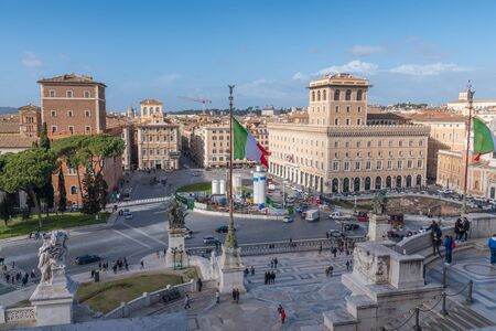 Panorama of Piazza Venezia seen from above