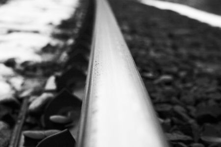 Close up shot of a train track with a small depth of field.の写真素材