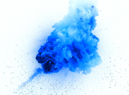 Bright blue flash explosion on a white background. fire burstの写真素材