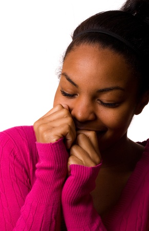 young woman laughing.