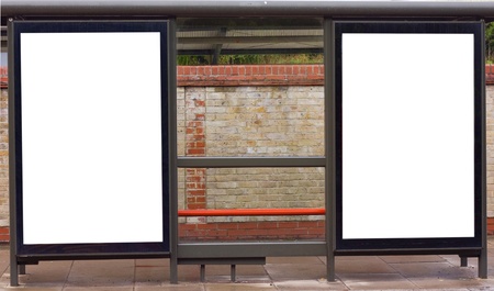 bus stop with blank boards.の写真素材