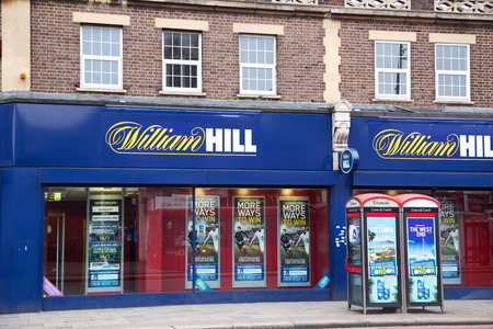 LONDON - SEPTEMBER 5TH: The exterior of a william hill betting shop on September the 5th, 2014, in London, England, UK. William Hill is the UK's leading bookmakers.のeditorial素材