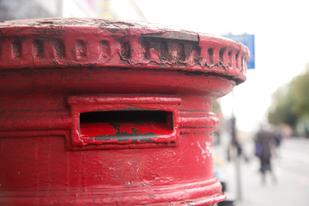 traditional English red mailboxの写真素材