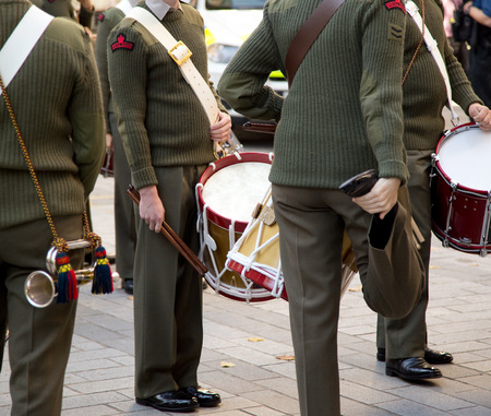 LONDON - OCTOBER 28TH: The royal marines on parade at the guildhall on October the 28th 2014 in London, England, UK. The events marks the royal marines 350th anniversary.のeditorial素材