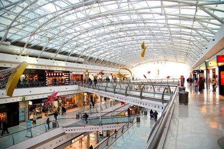 LISBON, PORTUGAL- January 12th, 2015: The interior of Vasco da gama shopping center in Lisbon on the 12th of january 2015 Lisbon, Portugal. Vasco Da gama has 170 shops.のeditorial素材