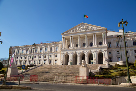 LISBON, PORTUGAL- January 11th, 2015: The exterior of Sao Bento palace on the 11th of january 2015 Lisbon, Portugal. The palace is the home of the portuguese goverment.のeditorial素材