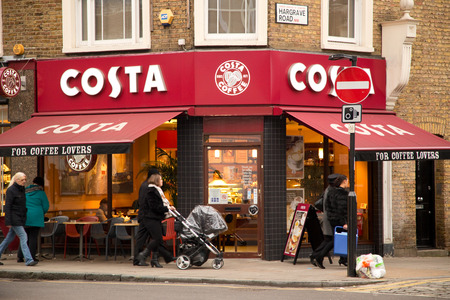 LONDON - JANUARY 27TH: Costa coffee shop on January 27th, 2015 in London, England, UK. Costa is one...