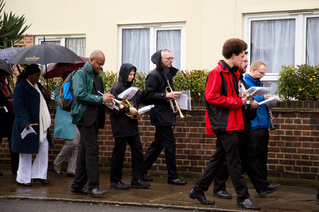 LONDON - MARCH 29TH: Unidentified people at a palm sunday procession on March the 29th, 2015, in...