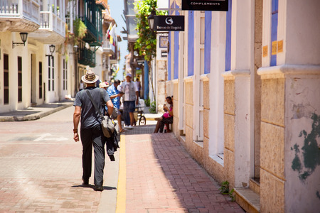 CARTAGENA - SEPTEMBER 13TH: The beautiful traditional streets on September the 13th, 2015 in Cartagena, Colombia. Cartagena is the 5th largest city in Colombiaのeditorial素材