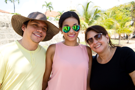 CARTAGENA - SEPTEMBER 13TH: Tourists visiting the beautiful city posing for a photo on September the 13th, 2015 in Cartagena, Colombia. Cartagena is the 5th largest city in Colombiaのeditorial素材