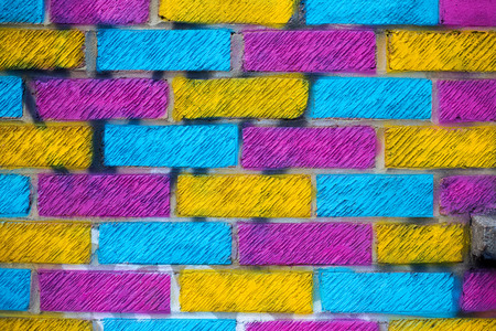 multi coloured brick wallの写真素材