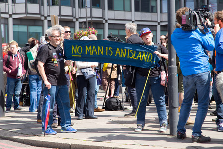 LONDON - July 2nd: Protesters at the march for europe protest on July the 2nd, 2016 in London, england, uk. An estimated 35 thousand attended the march.のeditorial素材