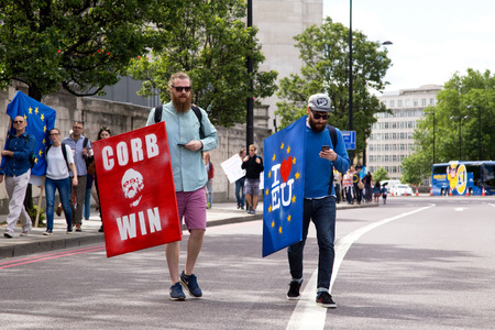 LONDON - July 2nd: Protesters at the march for europe protest on July the 2nd, 2016 in London, england, uk. An estimated 35 thousand attended the march.のeditorial素材