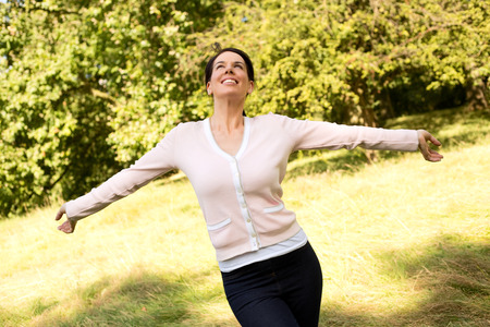 young woman enjoying the fresh airの写真素材