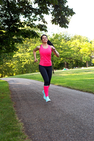 young woman training in the parkの写真素材