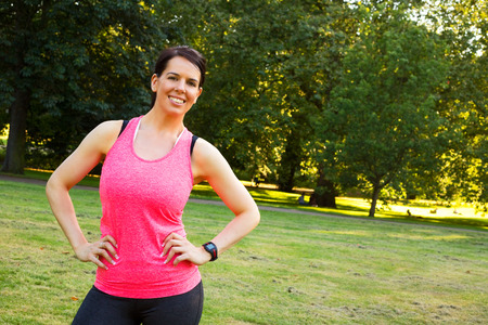 portrait of a fitness girl in the parkの写真素材