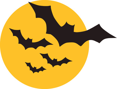 Black Bats in front of moonのイラスト素材