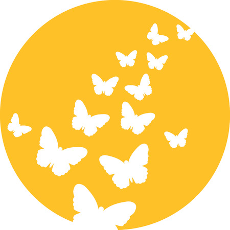 Butterflies in front of moonのイラスト素材