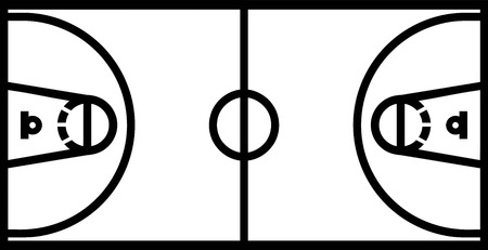 Basketball Court with Perspective on white Backgroundのイラスト素材