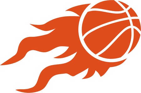 Basketball flying on fireのイラスト素材