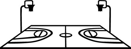 Basketball Court with Perspective on white Backgroundのイラスト素材