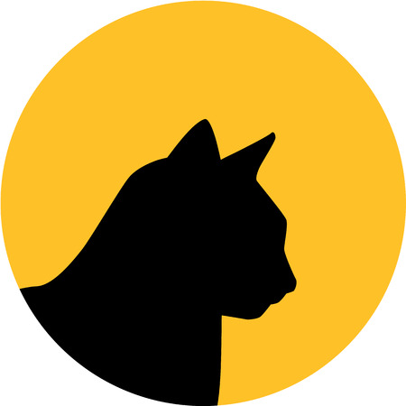 Cat head in front of moonのイラスト素材