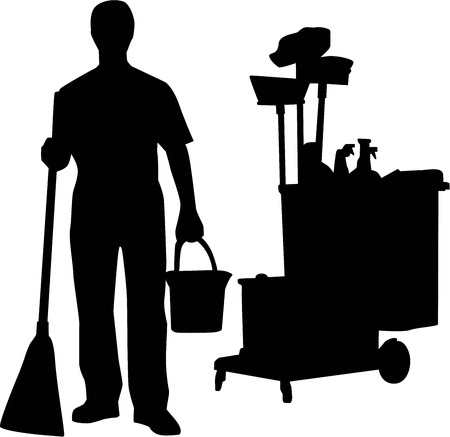Cleaning Man Workerのイラスト素材