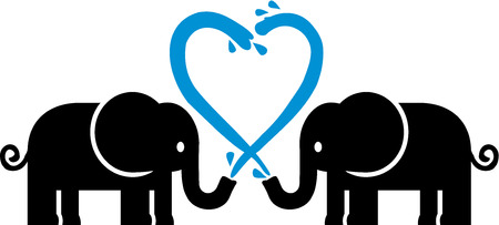 Loving Elephants with waterのイラスト素材