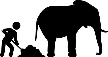 Worker removed elephant dungのイラスト素材