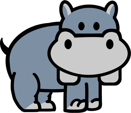 Cute cartoon hippoのイラスト素材