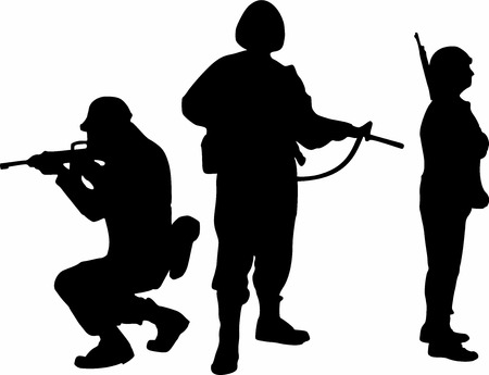 Soldier Group Silhouettesのイラスト素材