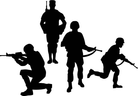 Soldier Group Silhouettesのイラスト素材