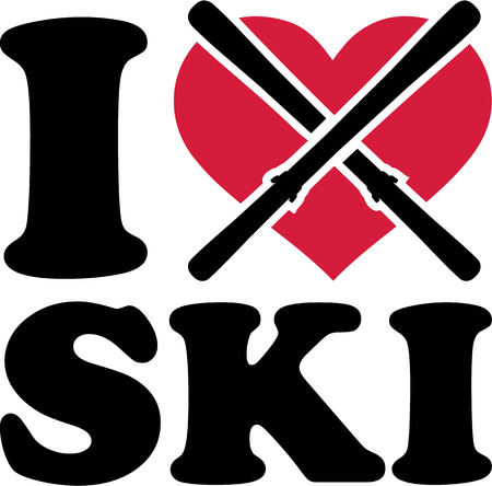 I Love Ski Skierのイラスト素材
