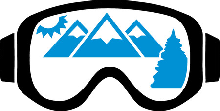 Ski Goggles With Mountain Viewのイラスト素材