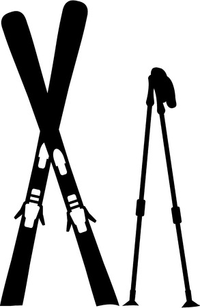 Ski Equipment Standing Snowのイラスト素材