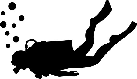 Scuba diving silhouetteのイラスト素材