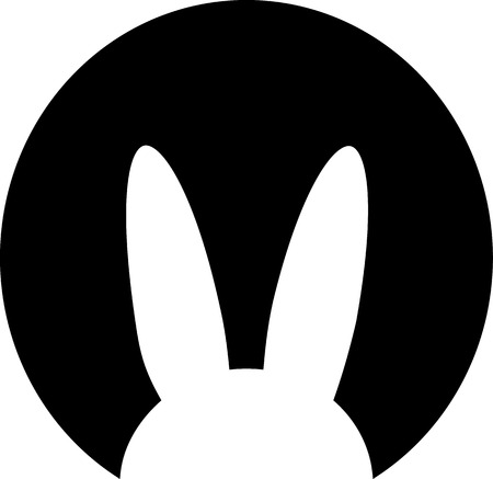 Bunny head in front of moonのイラスト素材