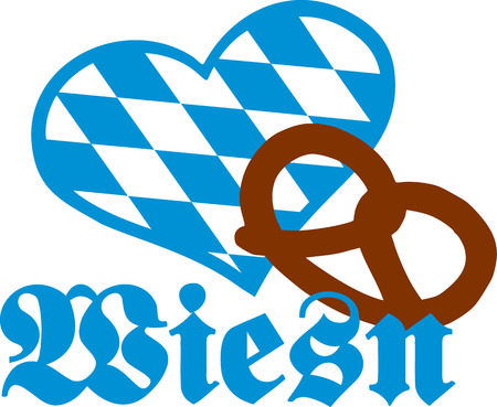 Wiesn with pretzel and bavarian heartのイラスト素材