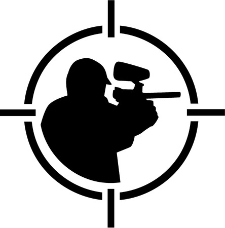 Paintball Player with weapon crosshairのイラスト素材