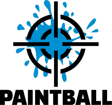 Paintball with target and blue splashのイラスト素材