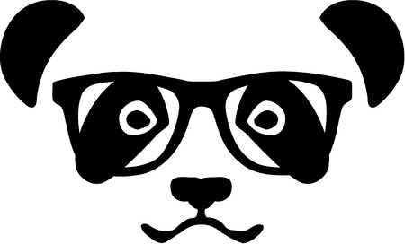 Panda head with glassesのイラスト素材
