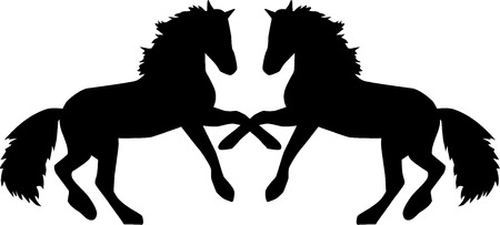 Two horses rearingのイラスト素材